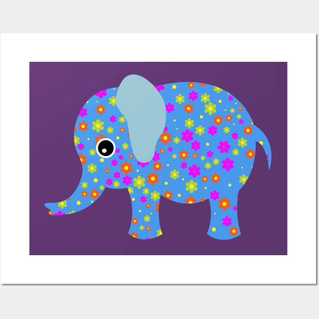 Cute Baby Elephant Flower Floral Art Design Wall Art by PatrioTEEism